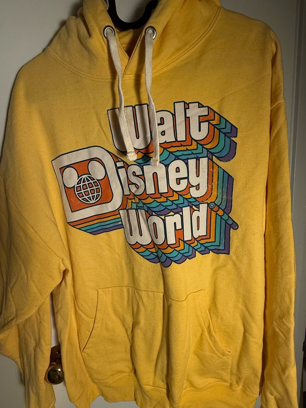 Disney Yellow Fleece Pullover with Blue Logo Print
